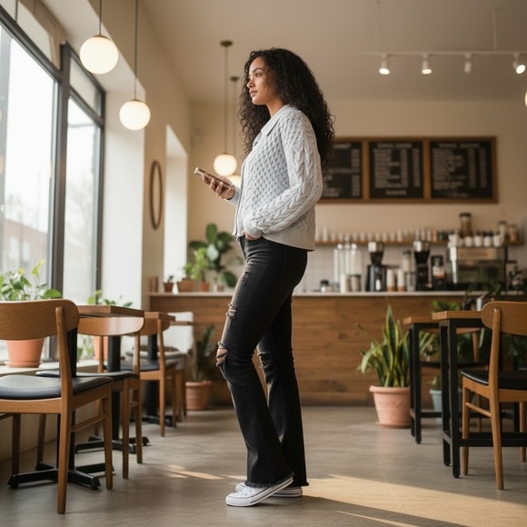 refuge Denim - 🔥 NWT REFUGE DENIM AUSTIN Black Flared Distressed Jeans